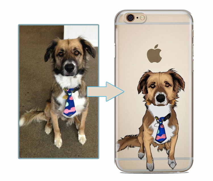 Dog image superimposed on cell phone case