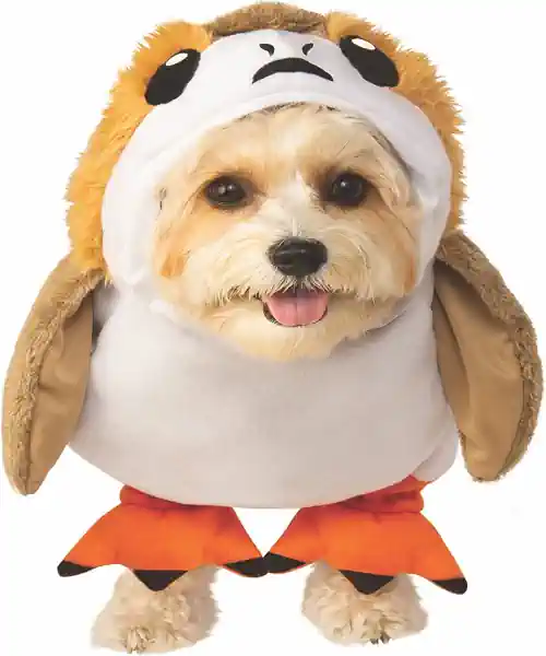 Dog wearing a Porg dog costume